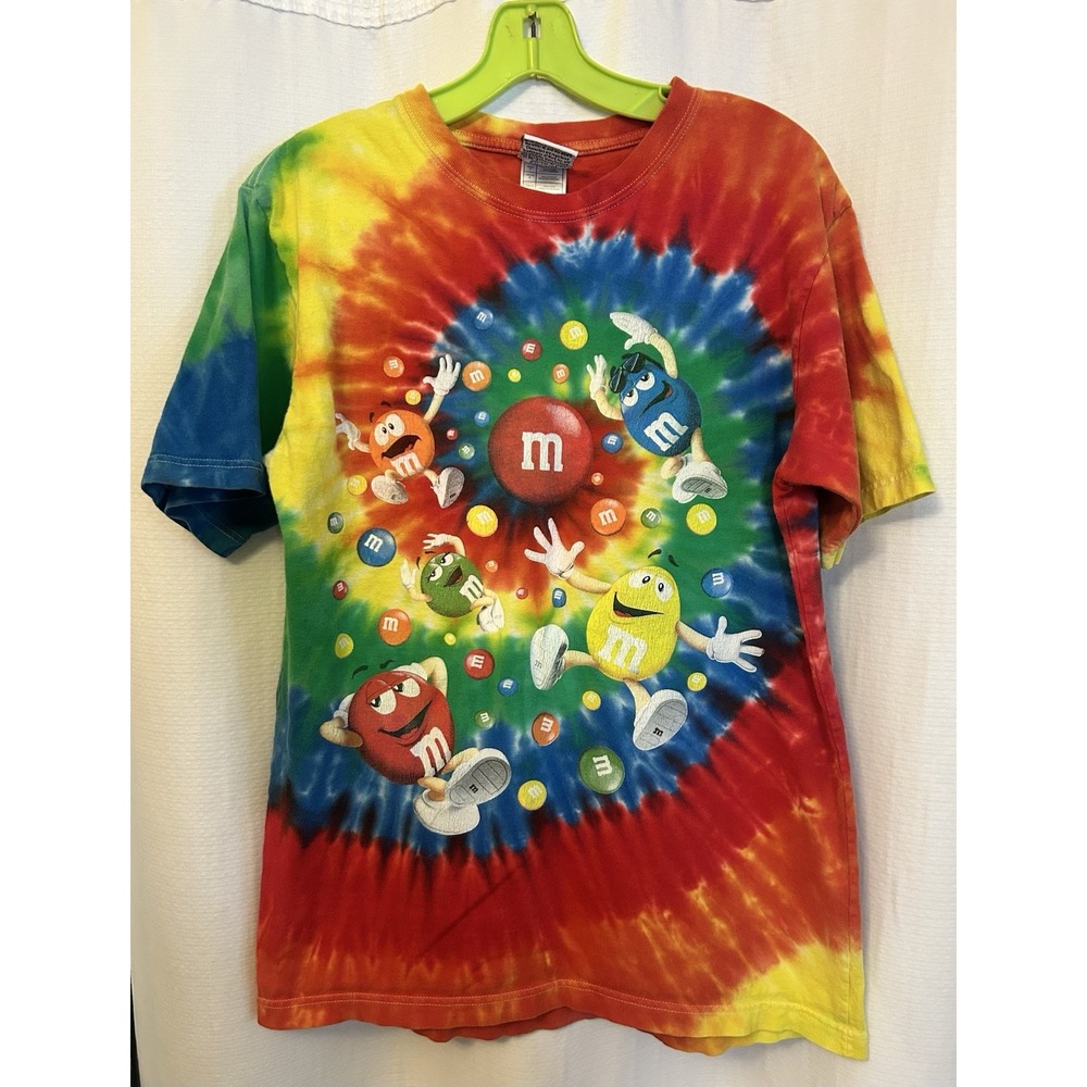 M&M's Tie Dye Rainbow Swirl Candy Characters Graphic T-Shirt Adult M VTG Y2K